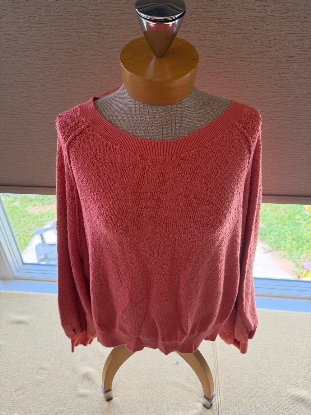 Free People Coral Scoop Neck Textured Pullover